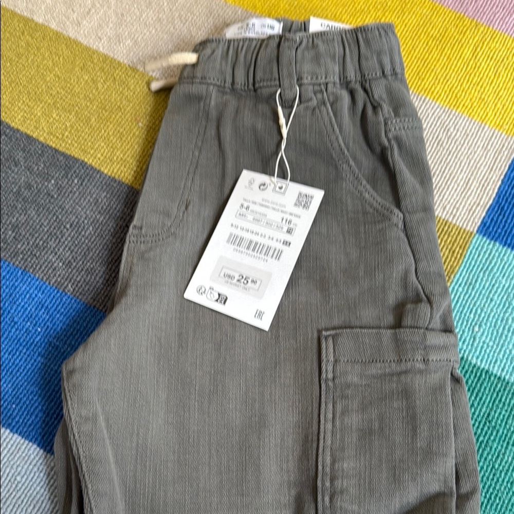 Kids Olive Green Cargo Pants